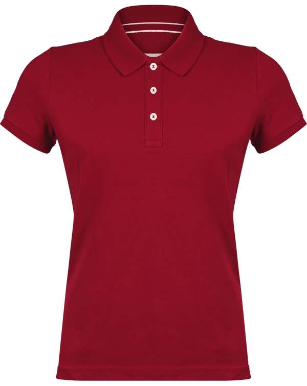 Polo Femme Vintage | Broderie Et Impression | 100% Coton Maille Piquée Vintage Dark Red