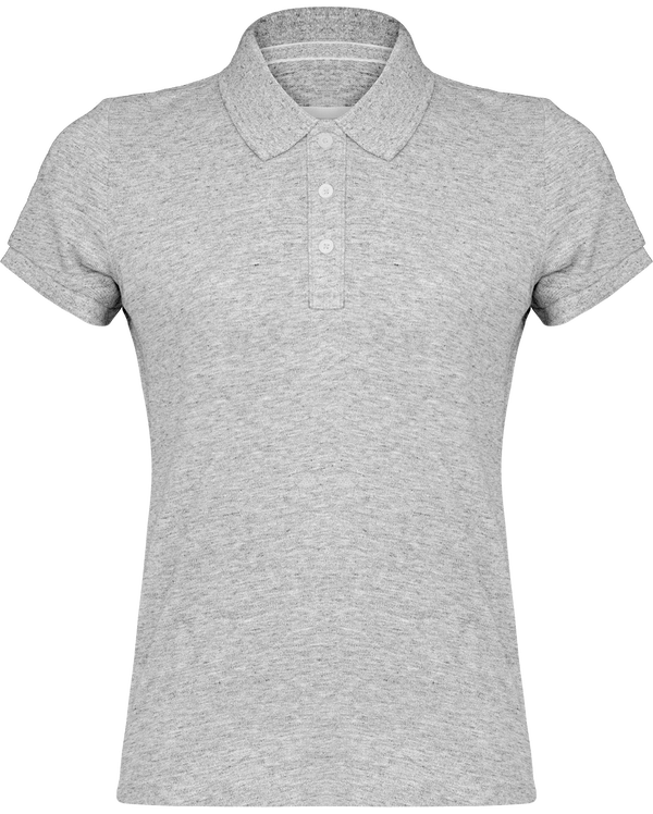Polo vintage manches courtes femme face Slub Grey Heather