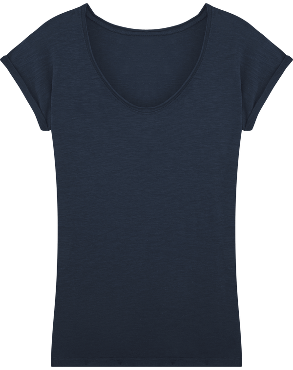 Tee shirt col v a bord francs stella invent slub face French Navy