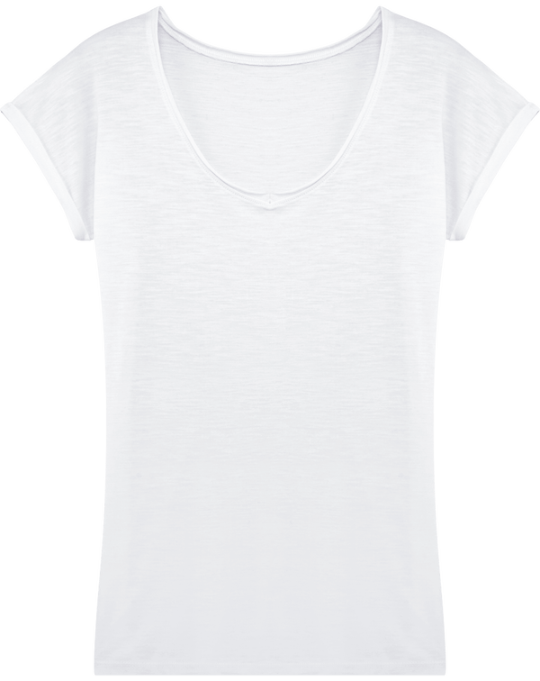 Tee shirt col v a bord francs stella invent slub face White