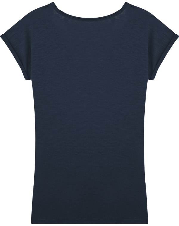 Tee shirt col v a bord francs stella invent slub dos French Navy