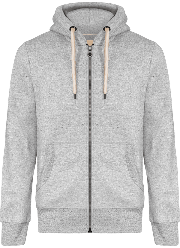 Herren Vintage-Reißverschluss-Sweatshirt | Bestickt Und Bedruckt Slub Grey Heather