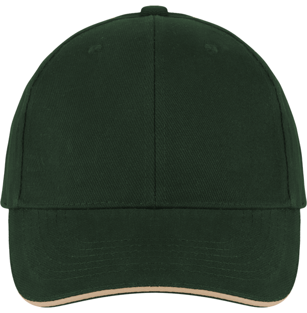 Casquette 6 Panneaux Bicolore À Personnaliser Sur Tunetoo : Forest Green / Beige