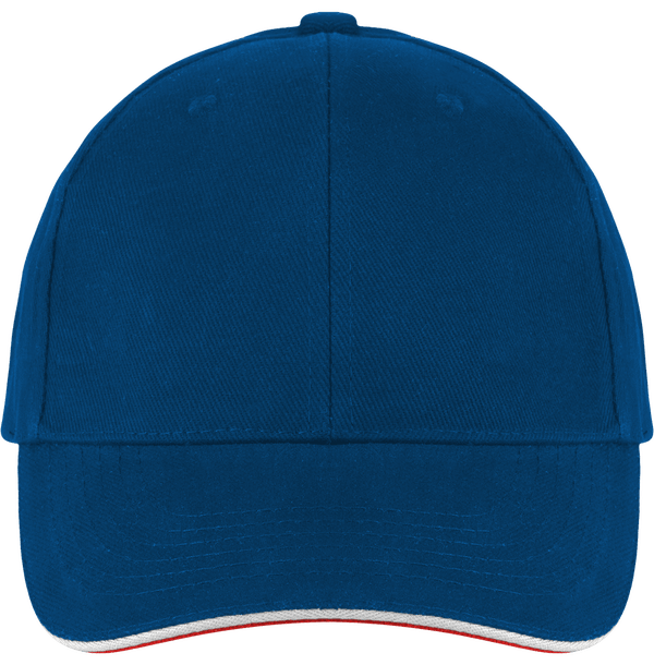 Casquette 6 Panneaux Bicolore À Personnaliser Sur Tunetoo : Royal Blue / White / Red