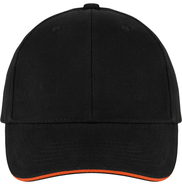 Casquette 6 Panneaux Bicolore À Personnaliser Sur Tunetoo : Black / Orange