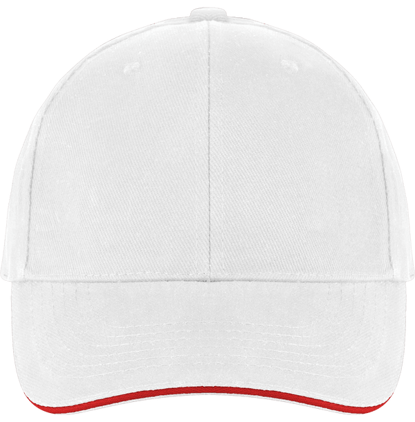 Casquette 6 Panneaux Bicolore À Personnaliser Sur Tunetoo : White / Red