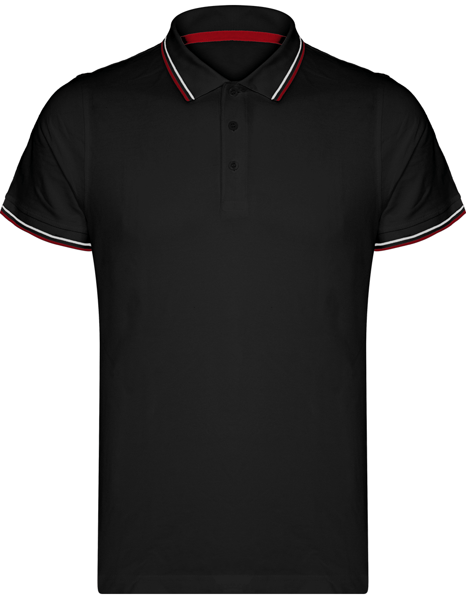 Polo Maille Piquée Homme | Brodé Et Imprimé Black / Red / White