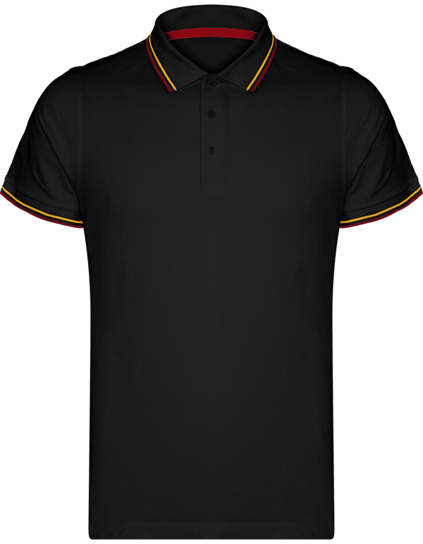 Piqué-Polohemd Für Herren | Bestickt Und Bedruckt Black / Red / Yellow