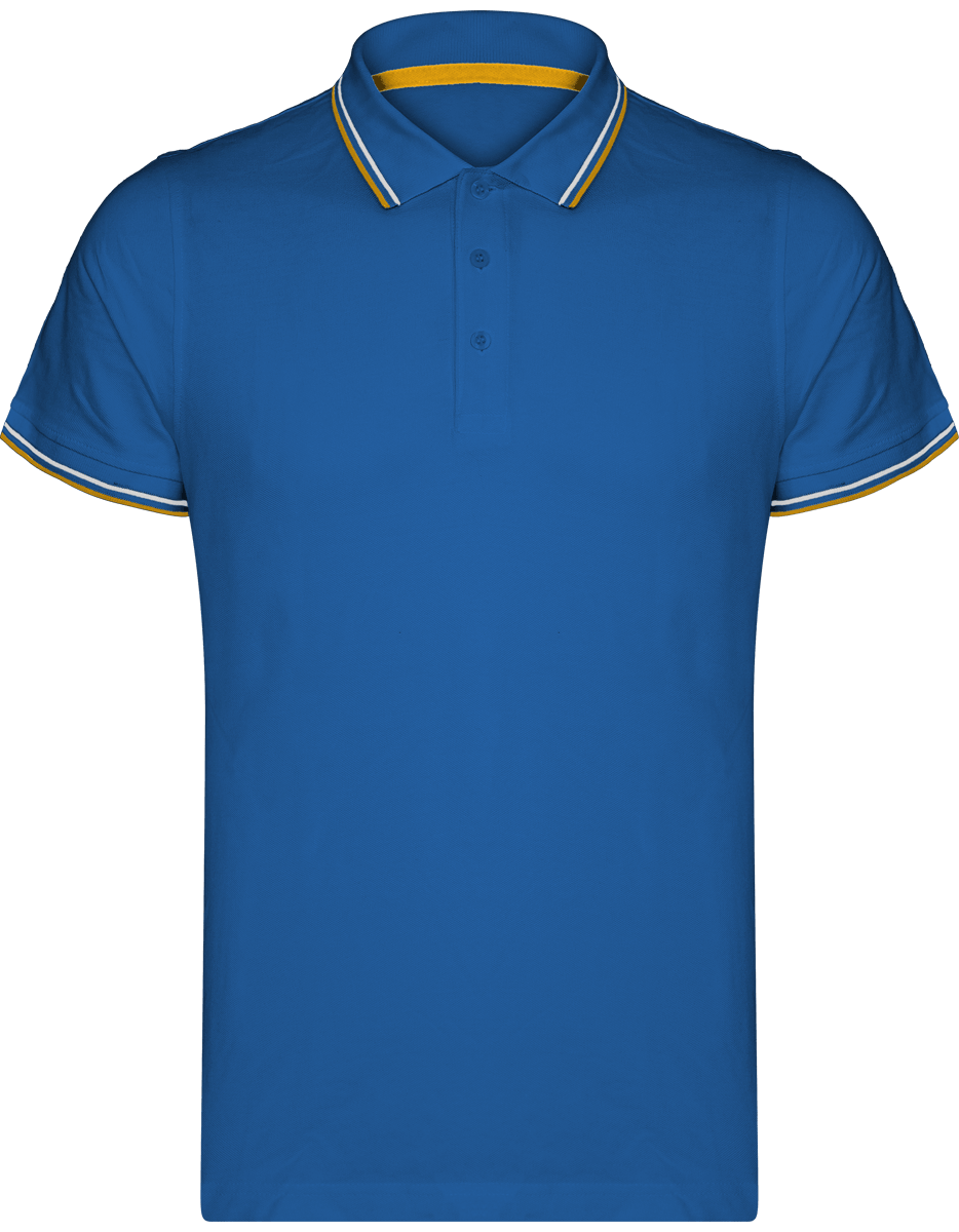 Polo Hombre Malla Piqué 2 Bandas Light Royal Blue / Yellow / White