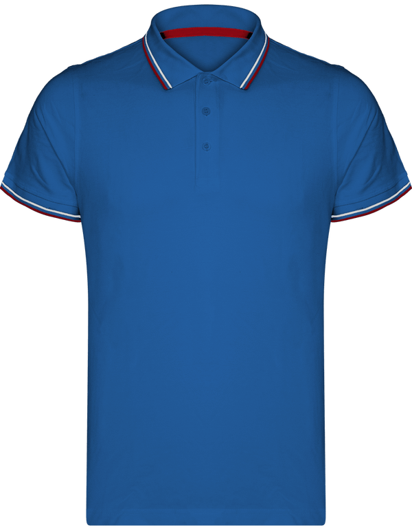 Piqué-Polohemd Für Herren | Bestickt Und Bedruckt Light Royal Blue / Red / White