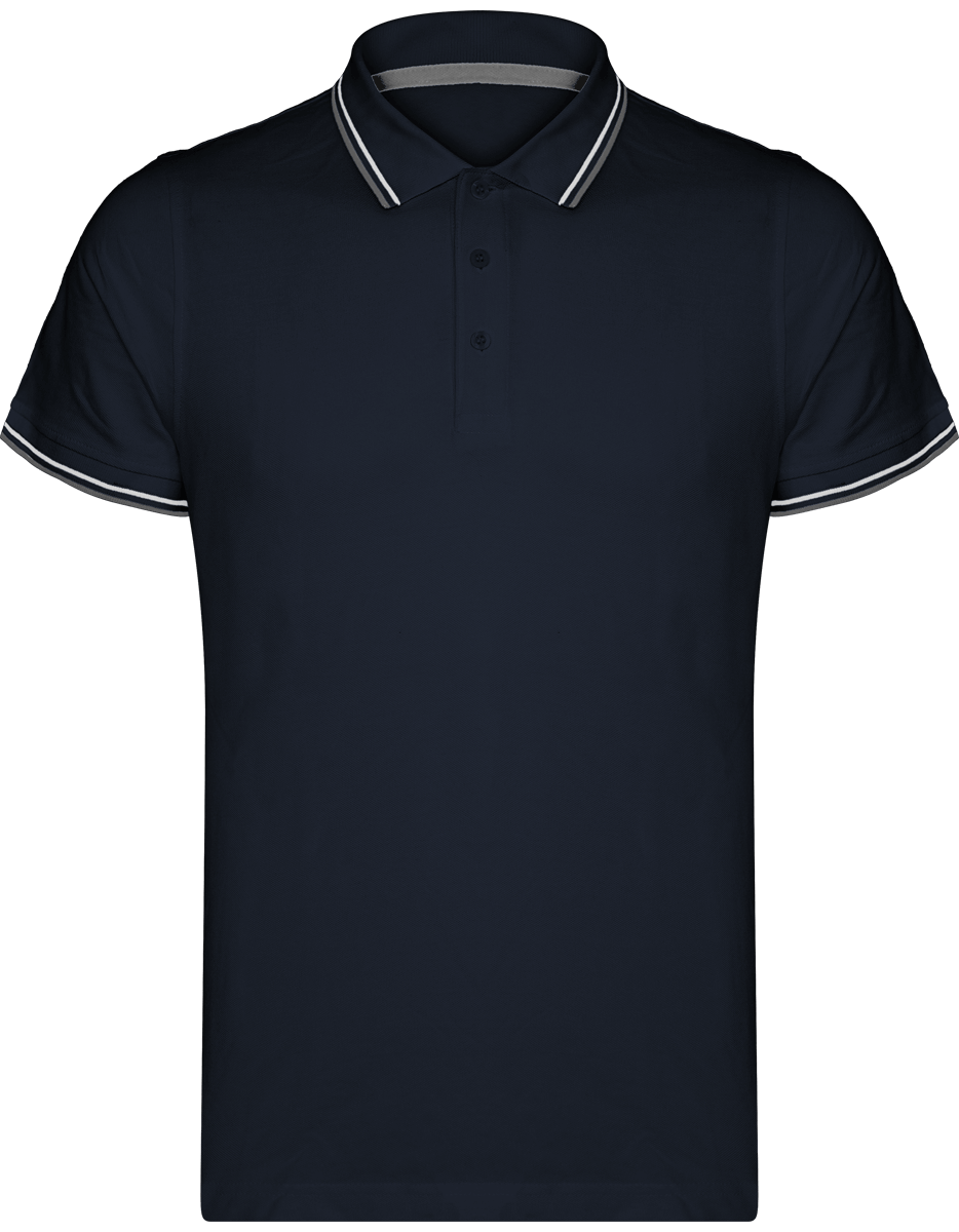 Polo Hombre Malla Piqué 2 Bandas Navy / Light Grey / White