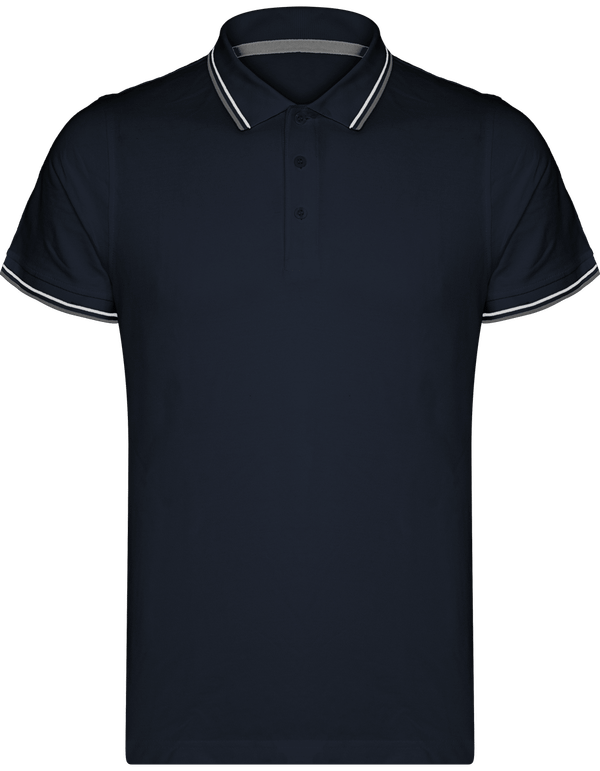 Polo Hombre Malla Piqué 2 Bandas Navy / Light Grey / White