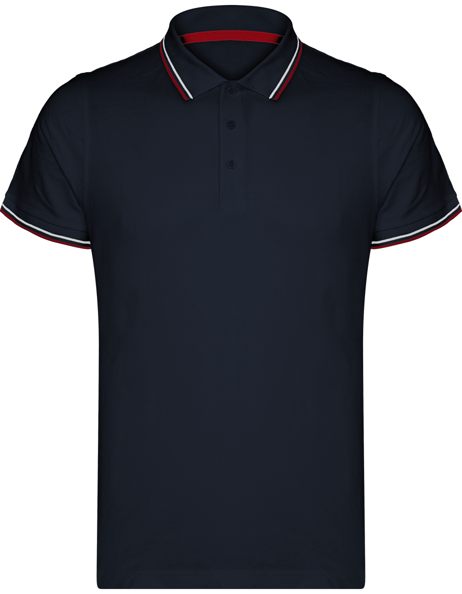 Polo Hombre Malla Piqué 2 Bandas Navy / Red / White