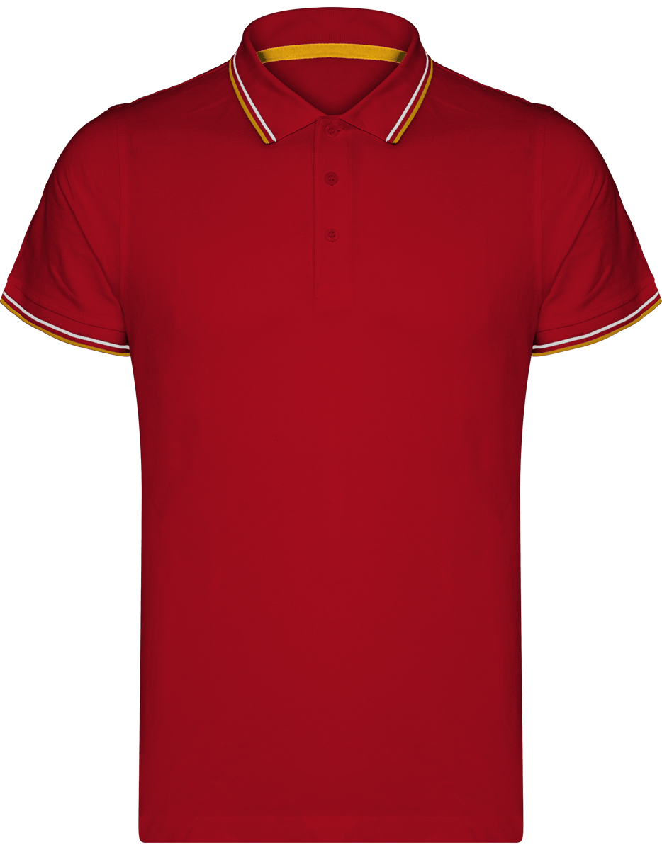 Polo Hombre Malla Piqué 2 Bandas Red / Yellow / White