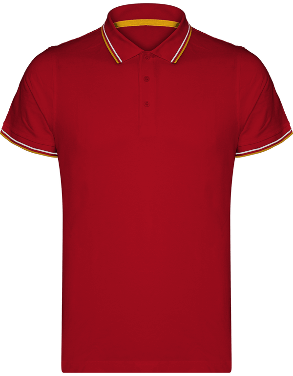 Polo Hombre Malla Piqué 2 Bandas Red / Yellow / White