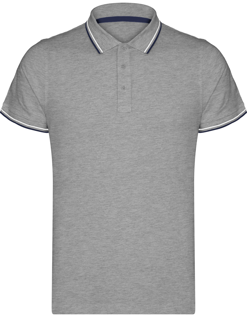 Polo Hombre Malla Piqué 2 Bandas Oxford Grey / Navy / White