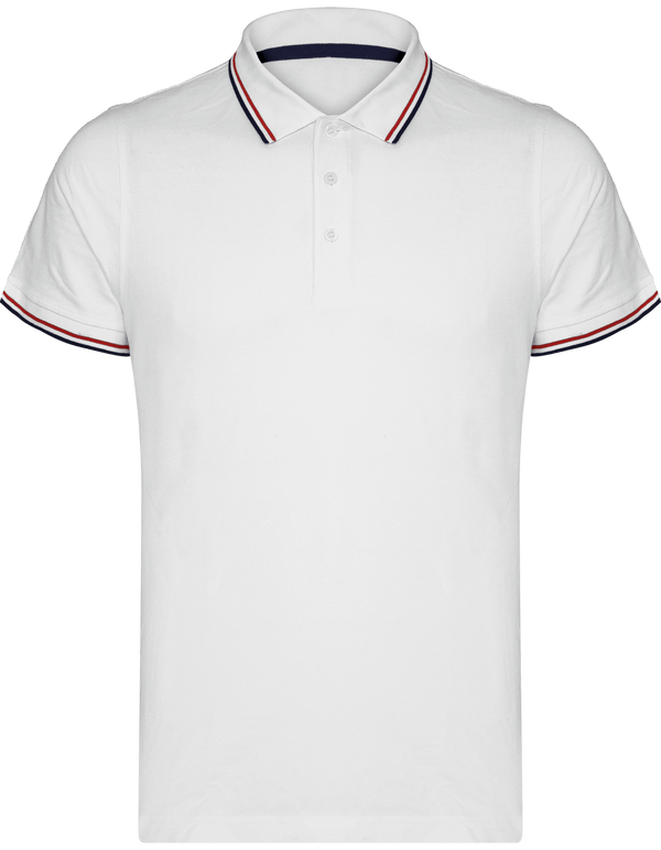 Piqué-Polohemd Für Herren | Bestickt Und Bedruckt White / Navy / Red