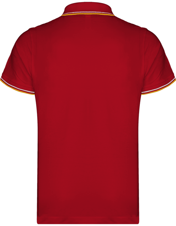 Polo homme maille piquees 2 bandes dos Red / Yellow / White