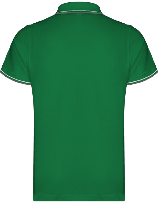 Polo homme maille piquees 2 bandes dos Kelly Green / Light Grey / White