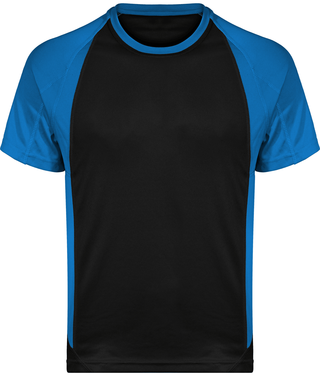 T-Shirt Bicolore Unisexe | Flex Et Impression Black / Aqua Blue