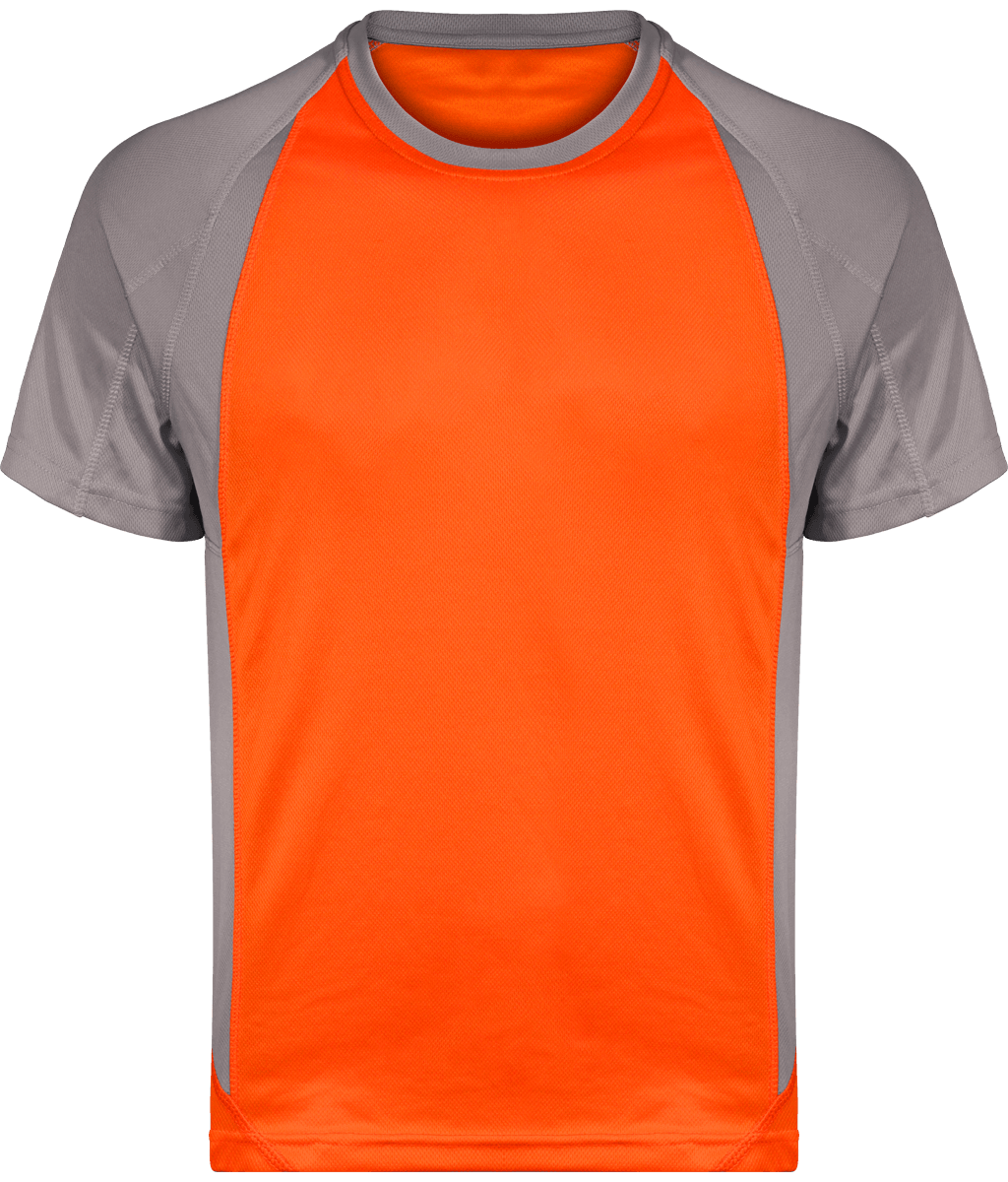 T-Shirt Bicolore Unisexe | Flex Et Impression Orange / Fine Grey