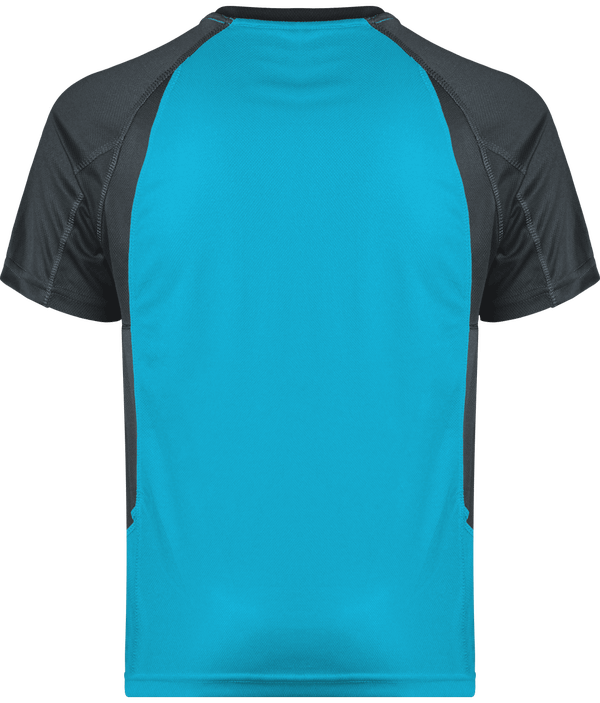 Tee shirt sport bicolore unisexe dos Light Turquoise / Dark Grey