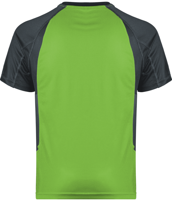Tee shirt sport bicolore unisexe dos Lime / Dark Grey