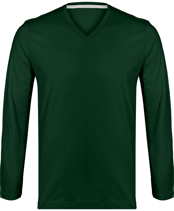 Langarm-T-Shirt Mit V-Ausschnitt Für Herren Forest Green