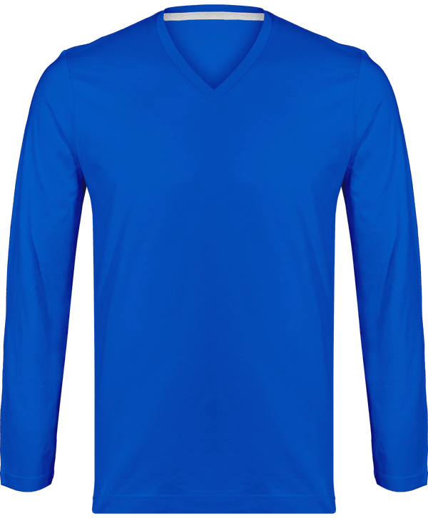 Langarm-T-Shirt Mit V-Ausschnitt Für Herren Light Royal Blue