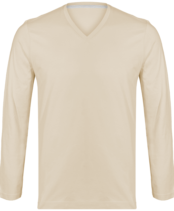 Langarm-T-Shirt Mit V-Ausschnitt Für Herren Light Sand