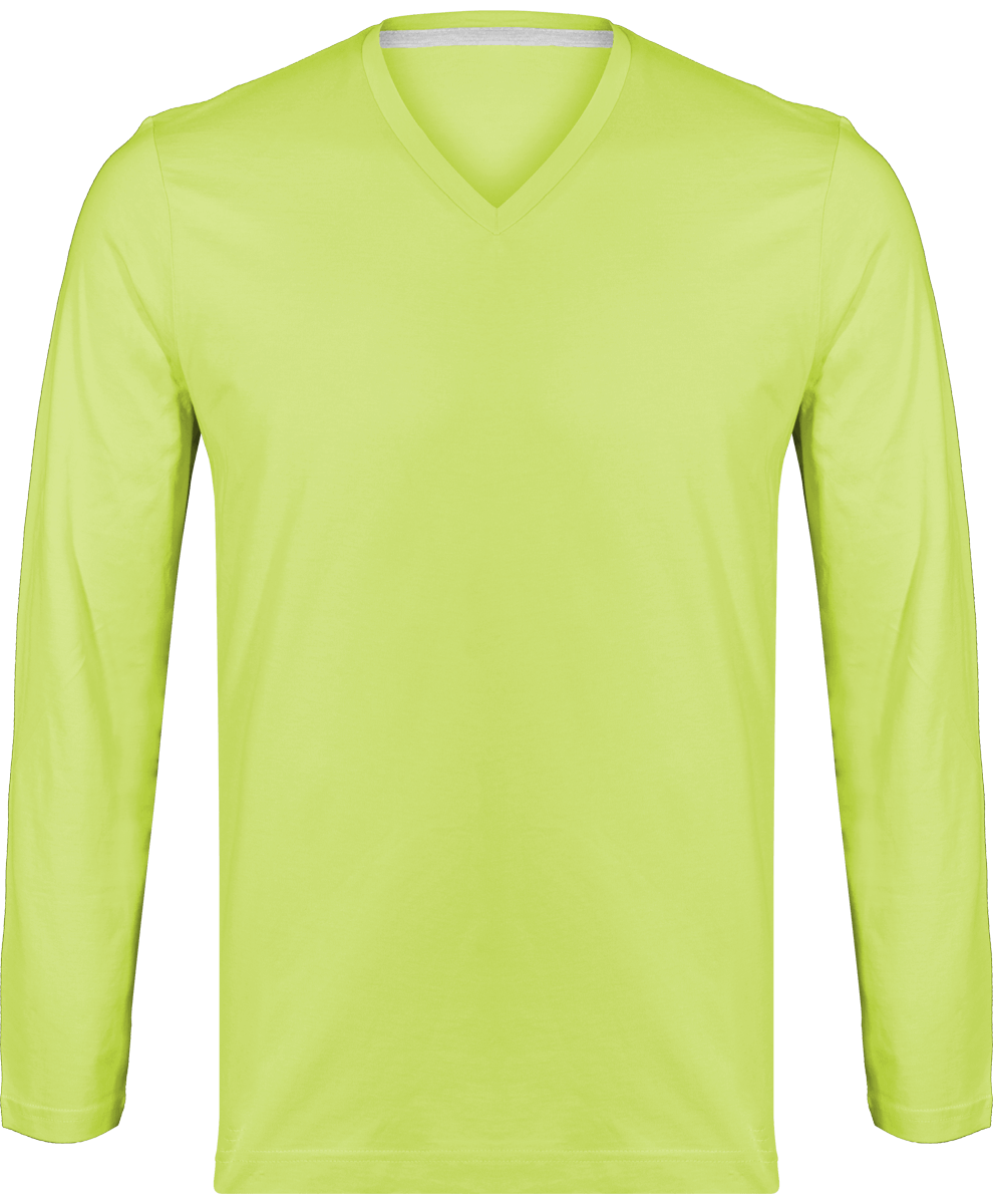 Men's Long Sleeve V-Neck T-Shirt Lime
