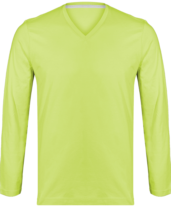 Men's Long Sleeve V-Neck T-Shirt Lime