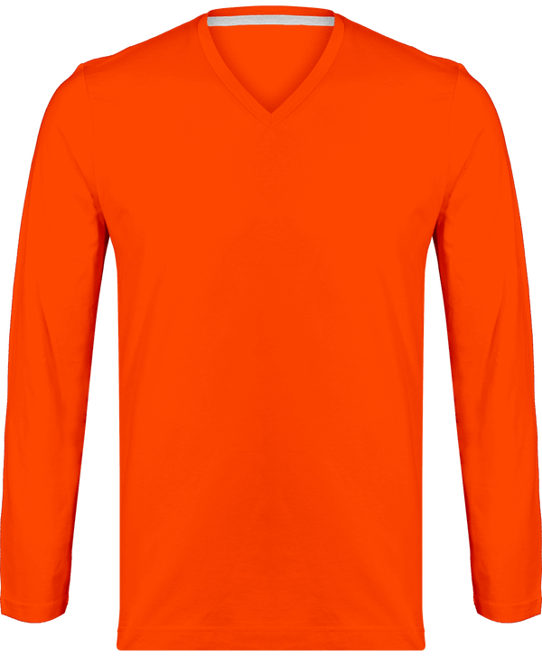 Langarm-T-Shirt Mit V-Ausschnitt Für Herren Orange