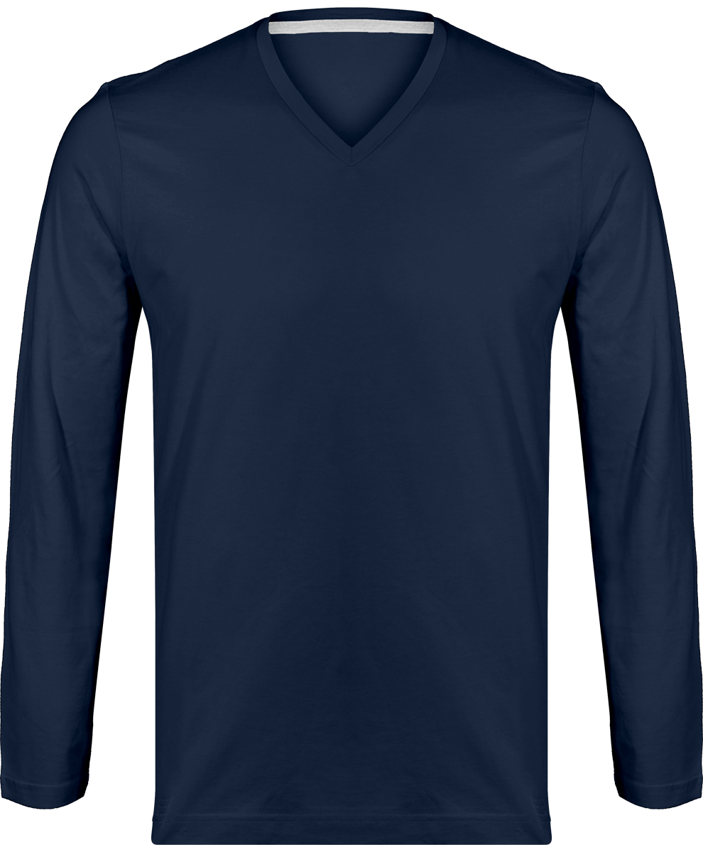 Men's Long Sleeve V-Neck T-Shirt Navy