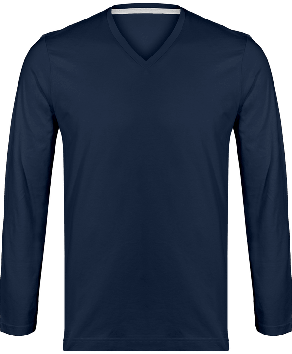 Men's Long Sleeve V-Neck T-Shirt Navy