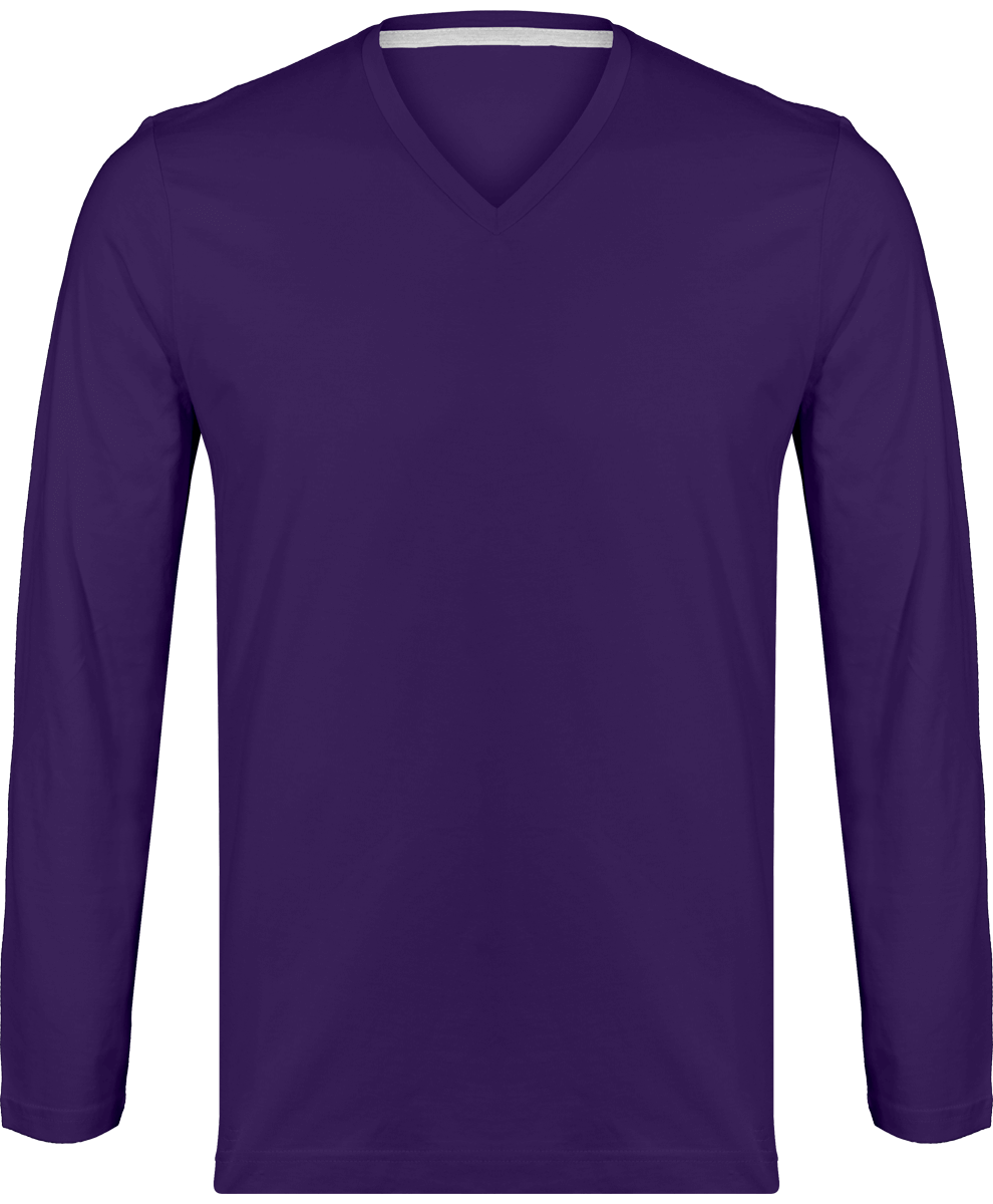 T-Shirt Manches Longues Col V Homme Purple