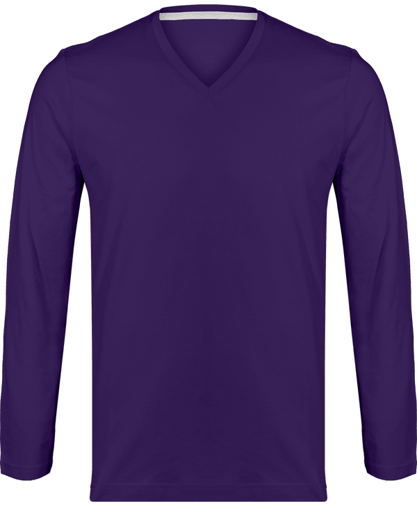 Men's Long Sleeve V-Neck T-Shirt Purple