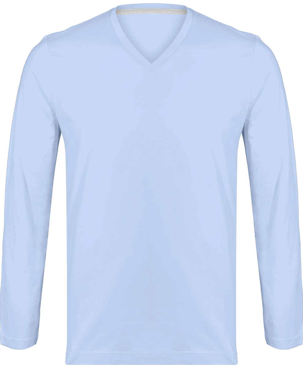 Men's Long Sleeve V-Neck T-Shirt Sky Blue