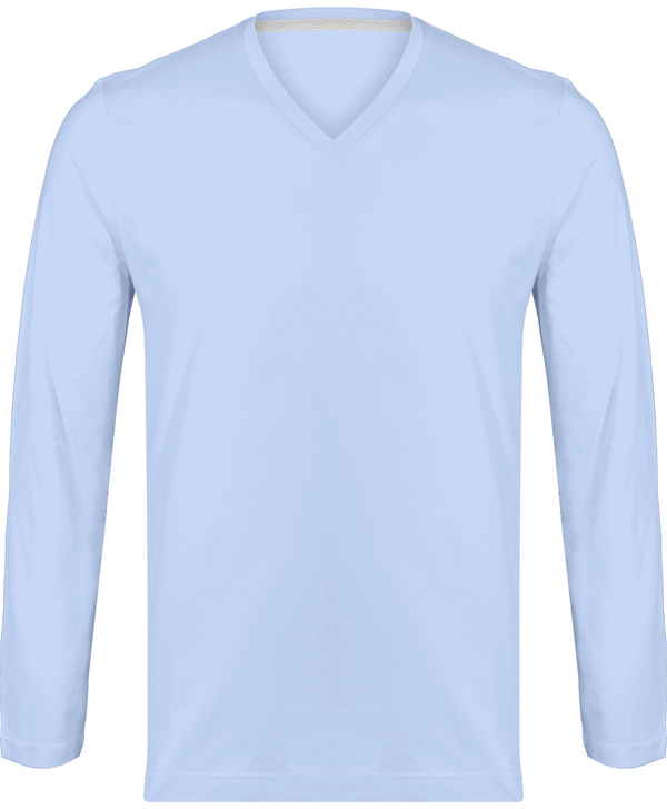 Langarm-T-Shirt Mit V-Ausschnitt Für Herren Sky Blue