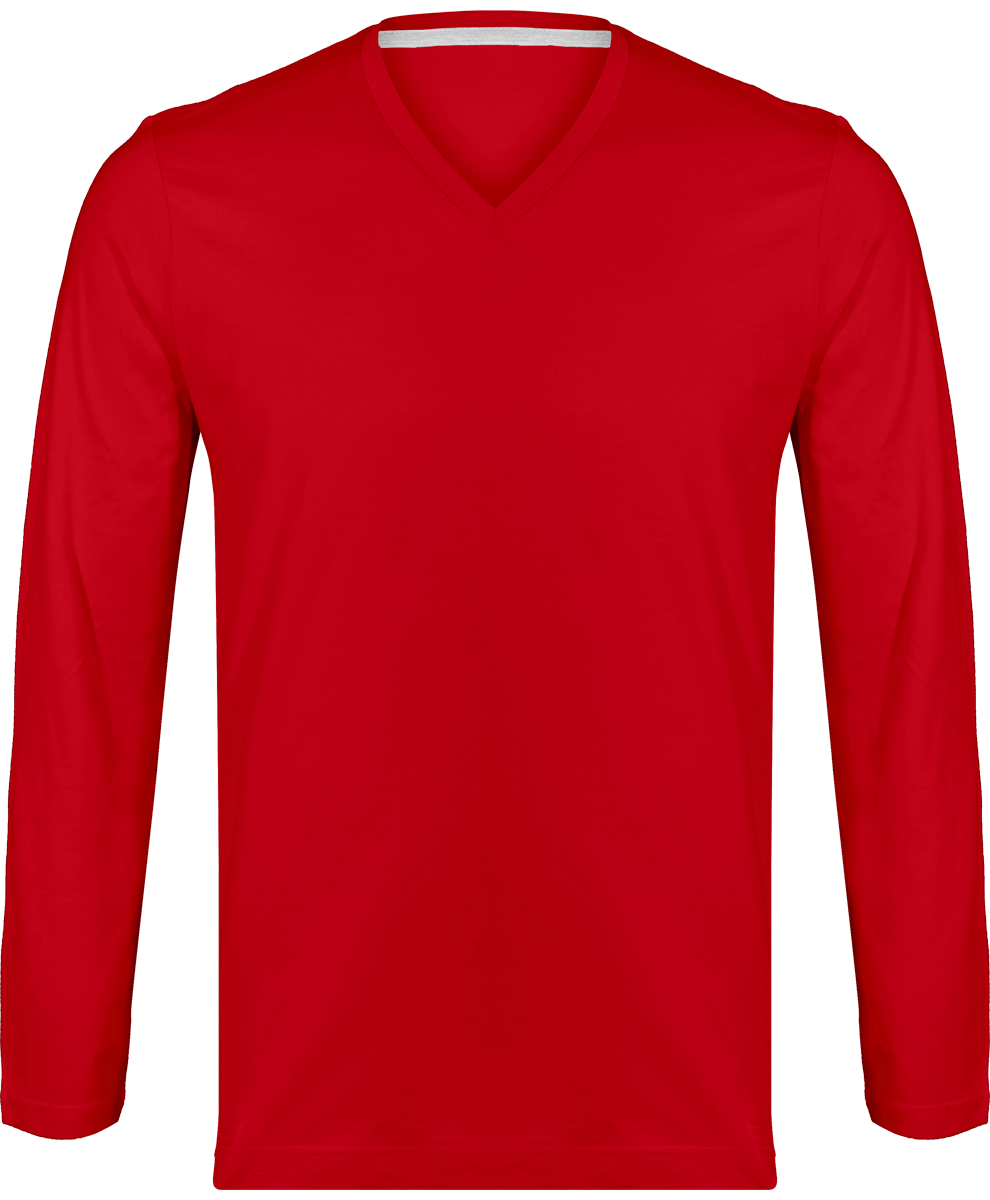 Men's Long Sleeve V-Neck T-Shirt Red