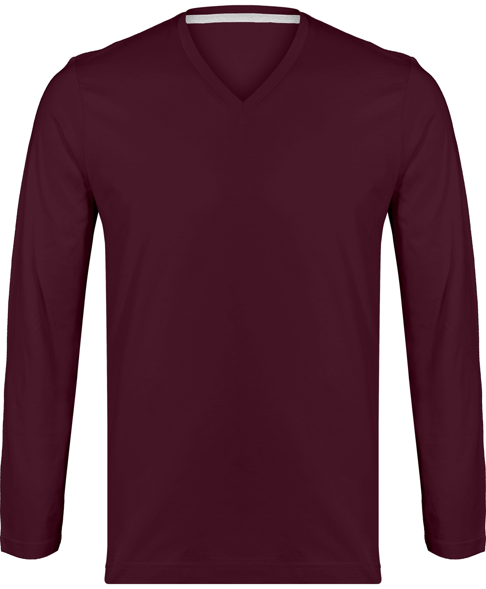 T-Shirt Manches Longues Col V Homme Wine