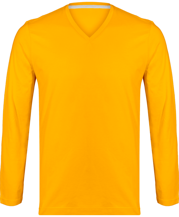 Langarm-T-Shirt Mit V-Ausschnitt Für Herren Yellow