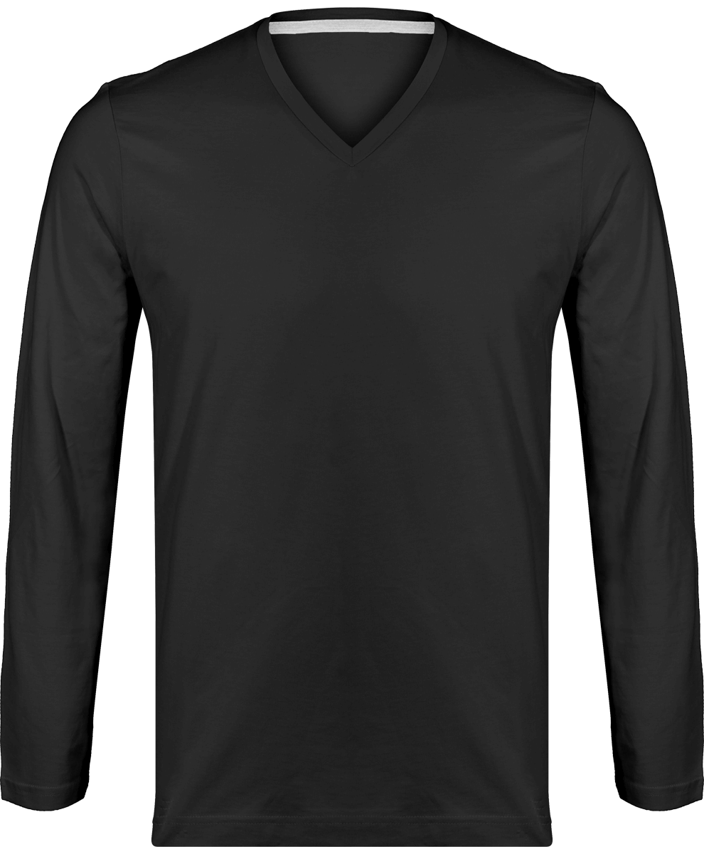 T-Shirt V-Neck Men Long Sleeve Dark Grey