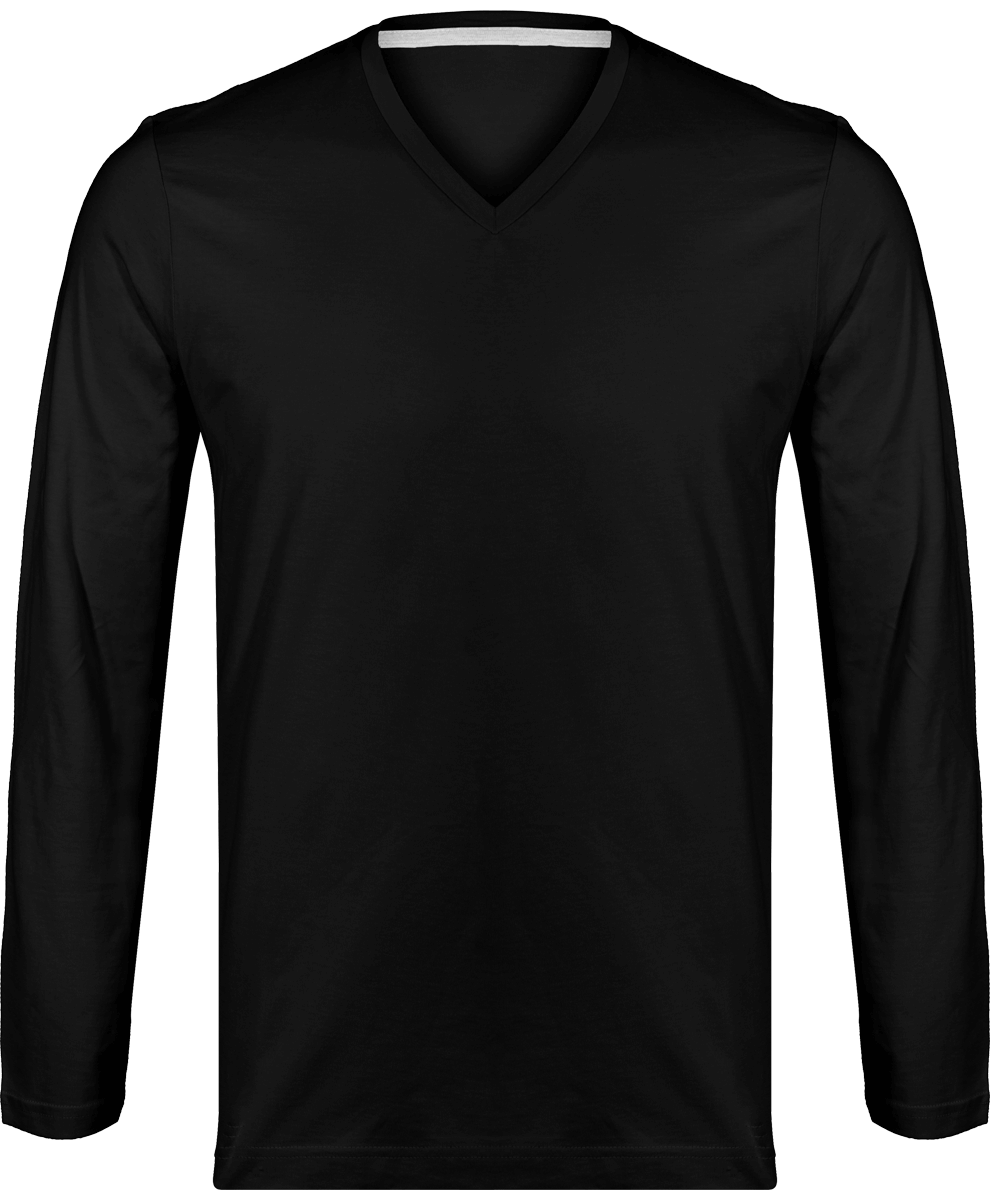 Langarm-T-Shirt Mit V-Ausschnitt Für Herren Black