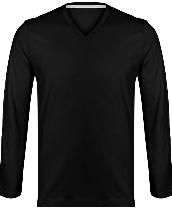 Langarm-T-Shirt Mit V-Ausschnitt Für Herren Black