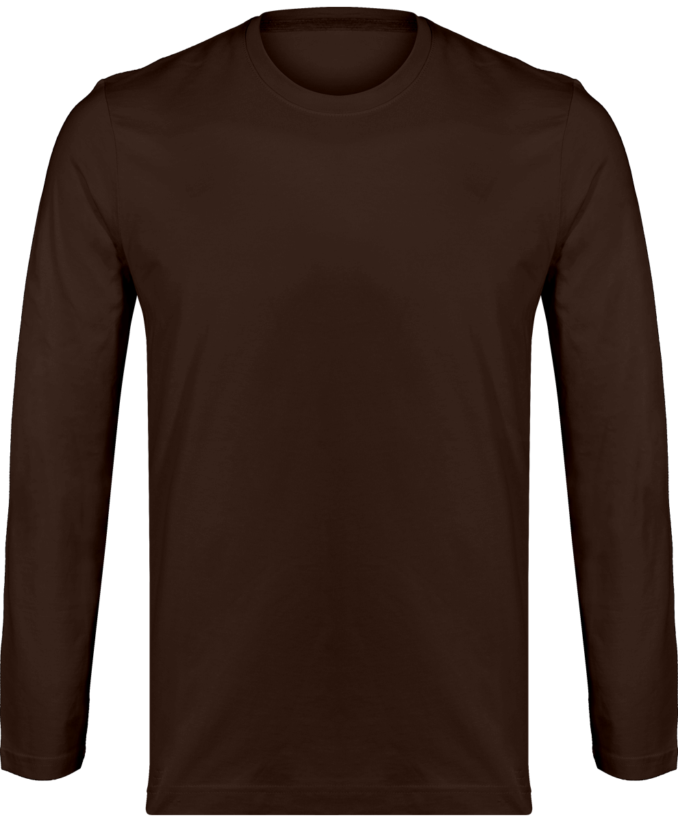 Men's Long Sleeve Round Neck T-Shirt 180Gr Chocolate