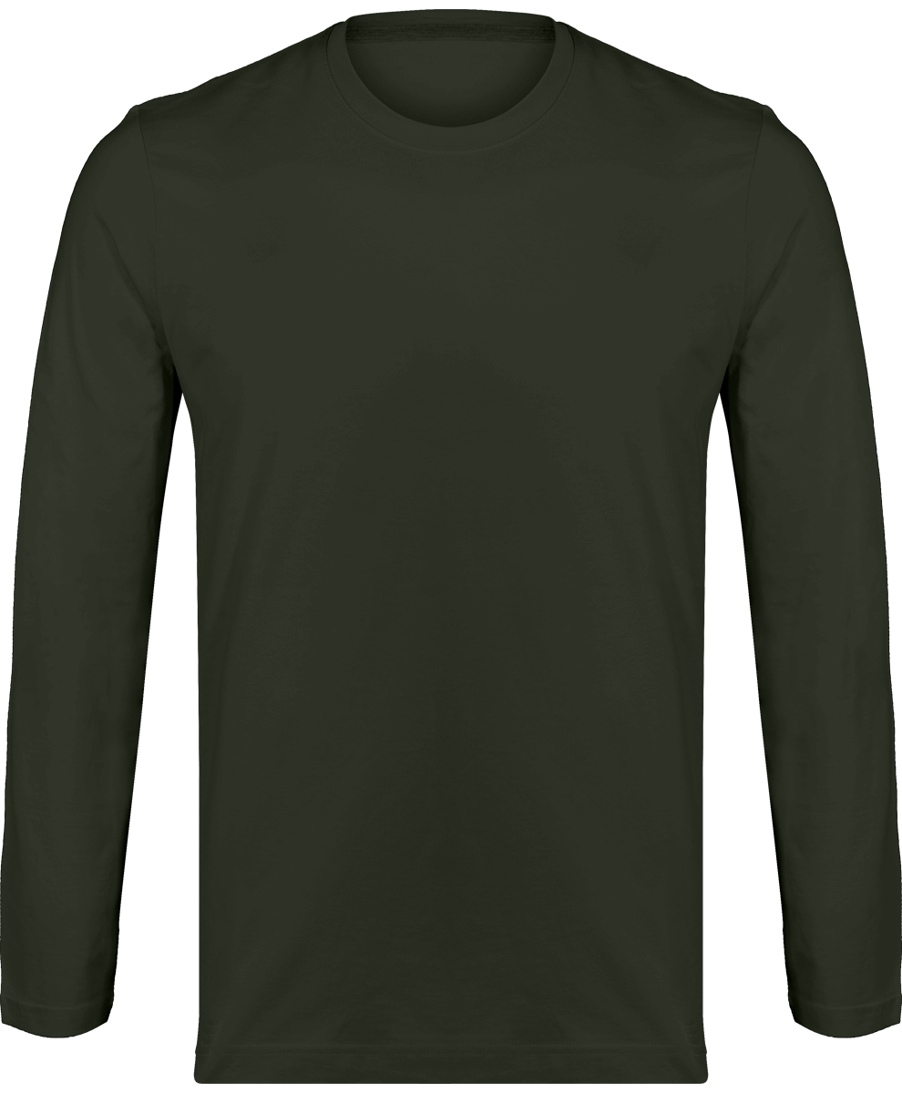 Men's Long Sleeve Round Neck T-Shirt 180Gr Dark Khaki