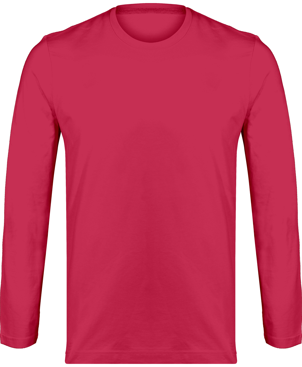 Men's Long Sleeve Round Neck T-Shirt 180Gr Fuchsia