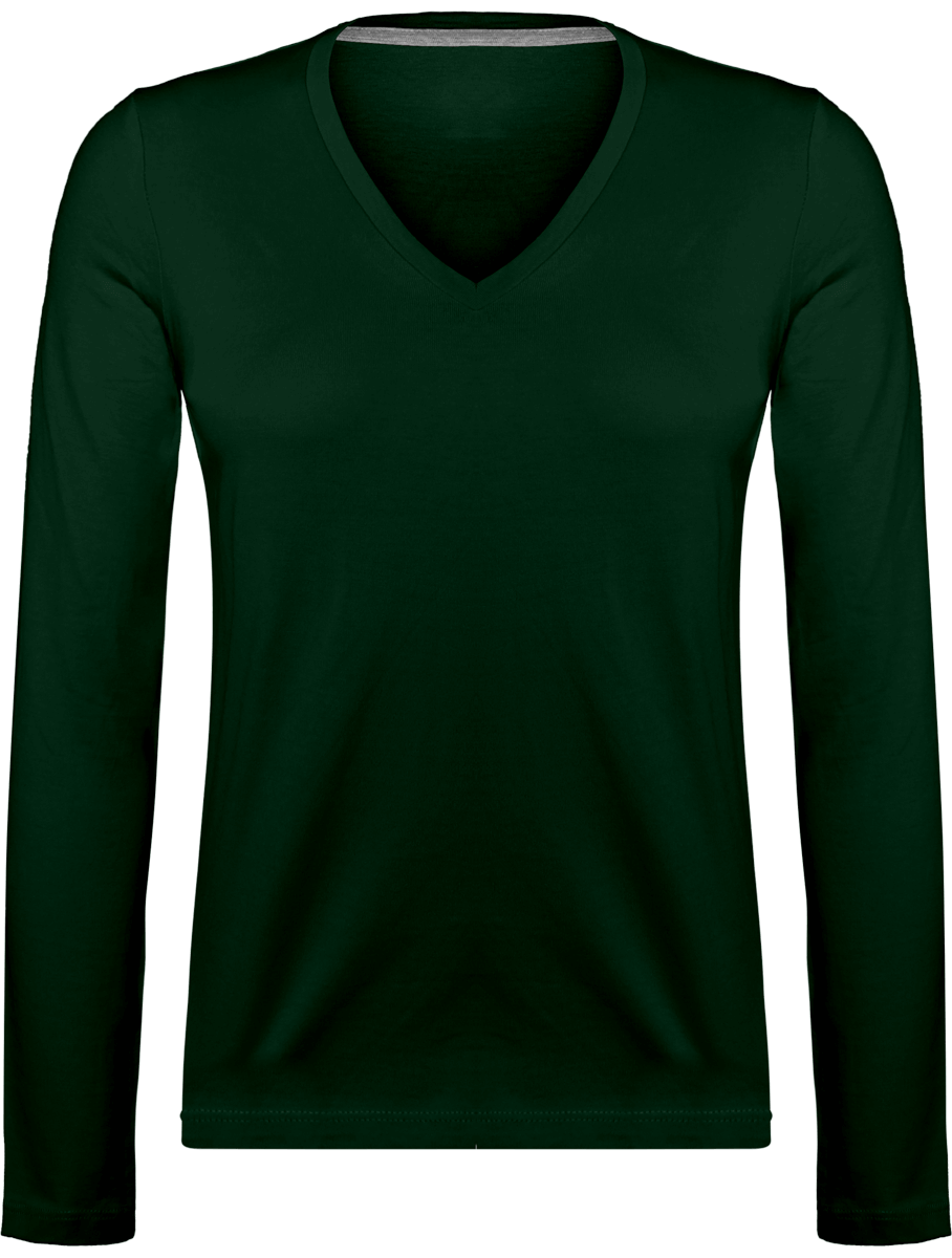 Long Sleeve V-Neck T-Shirt 185Gr Forest Green