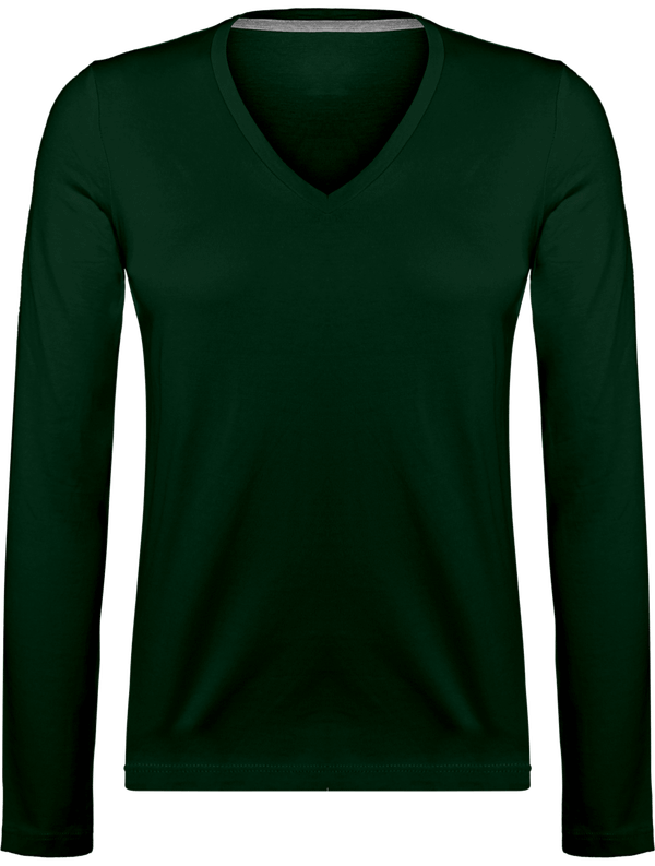 Long Sleeve V-Neck T-Shirt 185Gr Forest Green